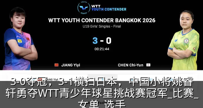 3-0夺冠,3-1横扫日本,中国小将姚睿轩勇夺WTT青少年球星挑战赛冠军_比赛_女单_选手